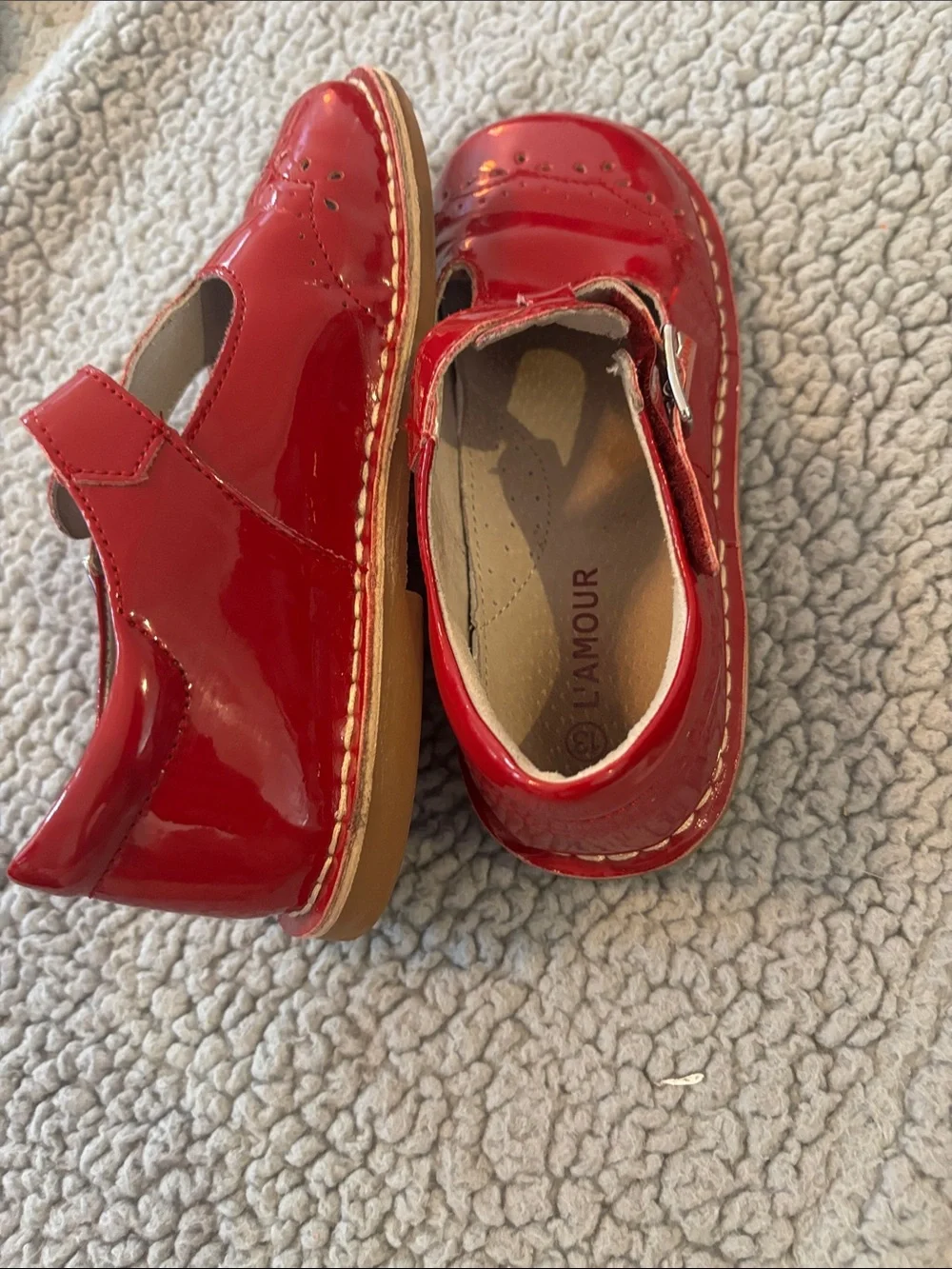 L'Amour Red Patent Mary Jane Dress Shoes for Kids